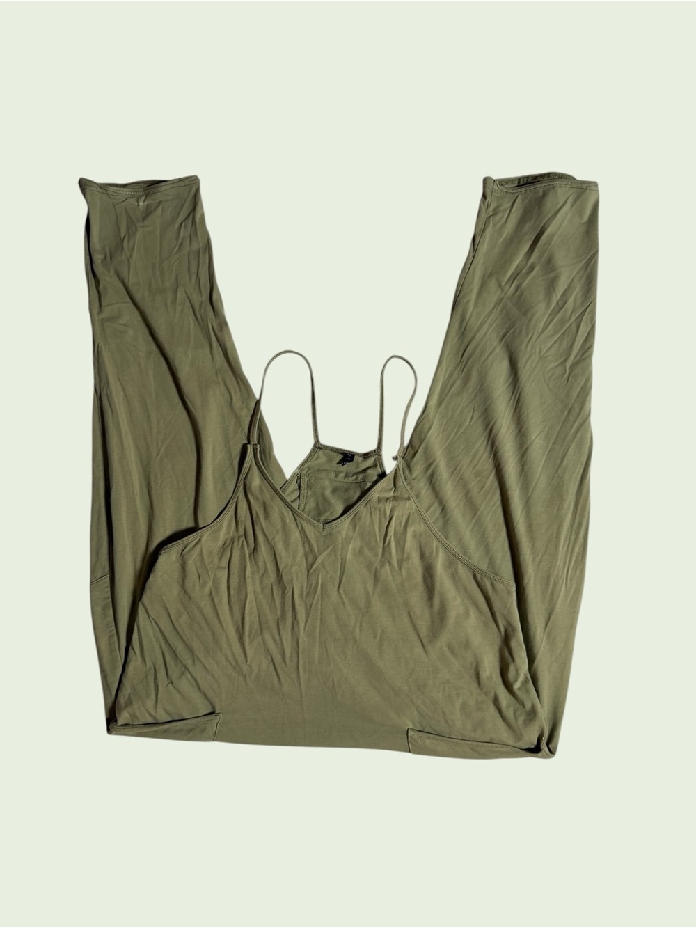 Olive Green Cozy Stretchy Lightweight Jumpsuit in M - Picture 3 of 9